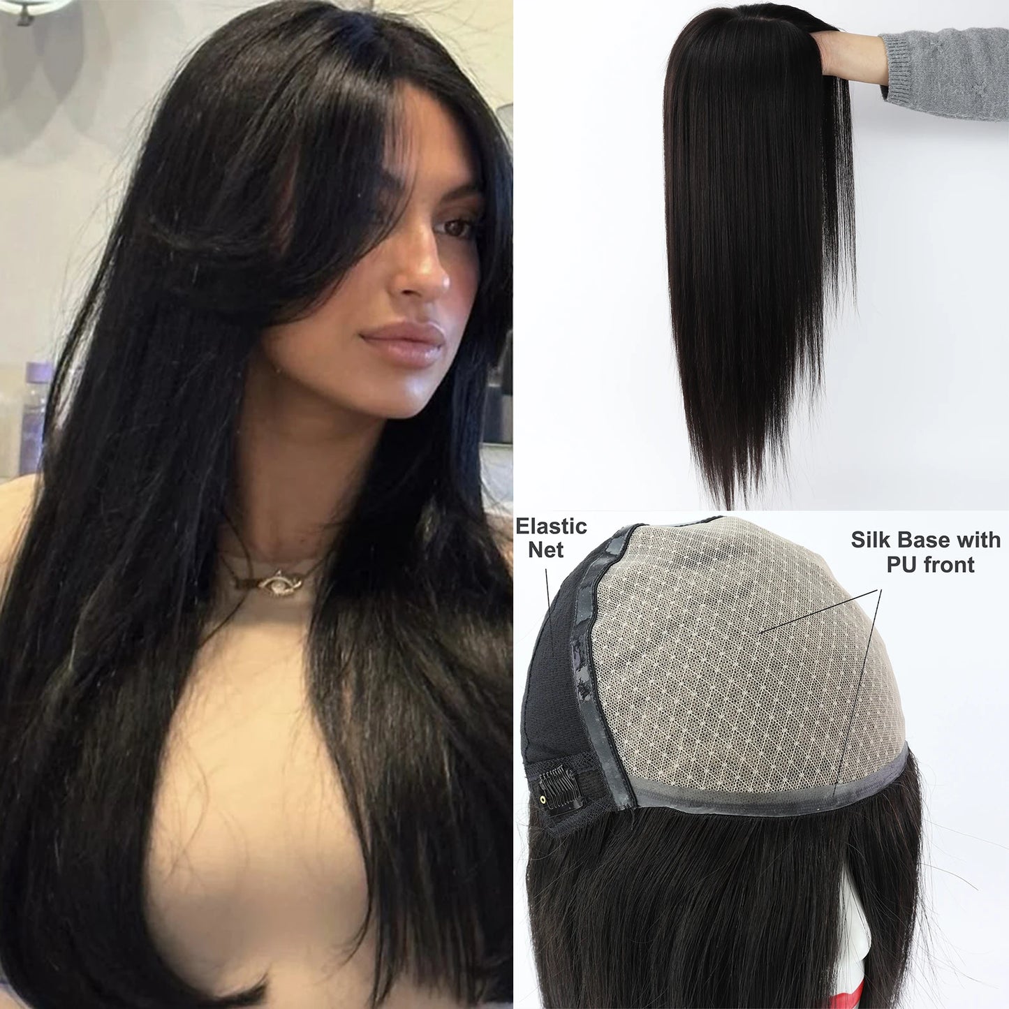 6x6“ Silk Top Full Lace Wig with PU front Real Virgin European Human Hair Wig for Women Silk Base with Elastic Net Wear to go