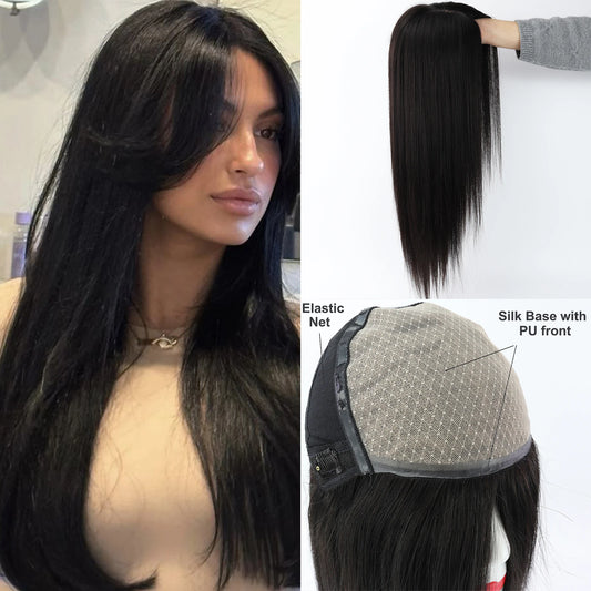 6x6“ Silk Top Full Lace Wig with PU front Real Virgin European Human Hair Wig for Women Silk Base with Elastic Net Wear to go