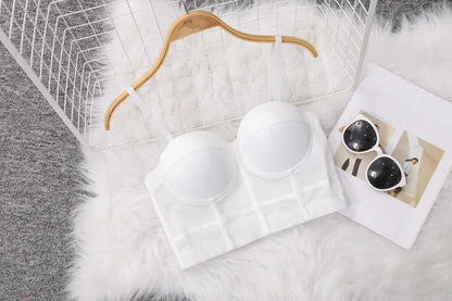 Top Women Bra Bandeau Corset Underwear Sexy Sleeveless with Chest Pad Ladies Y2K Lace Tank Tops Wrapped Vest Tube Top Cropped