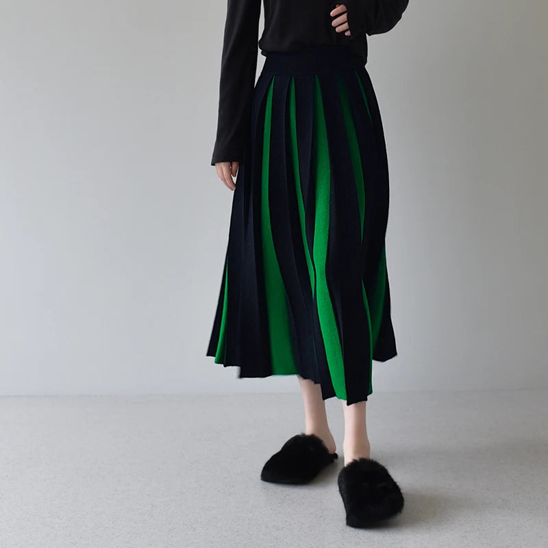 Long Skirts for Women Winter Knitted A-LINE Skirt Black White Luxury Elegant Women's Skirts Fashion 2025 High Waist Slim Skirts
