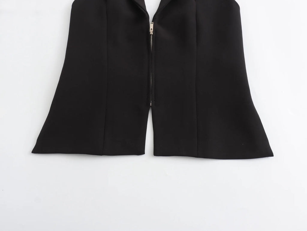 2025 Women Sexy Backless Strapless Halter Corset Tops Side Zipper Lady Slim Camis Female Solid Chic Tops