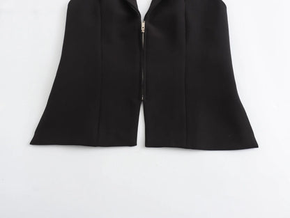 2025 Women Sexy Backless Strapless Halter Corset Tops Side Zipper Lady Slim Camis Female Solid Chic Tops