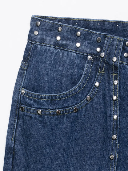 European style new women's fashion versatile temperament straight embroidered low waist jeans trousers