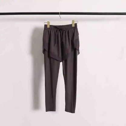 Stretch Autumn Sports Pants Women Two Pieces Fitness Yoga Pants and Shorts With Inner Phone Pocket 2 in 1 Yoga Pants