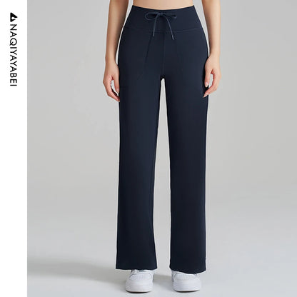 Women's High Waist Stretch Yoga Pants Quick Dry Breathable Loose Running Pants Gym Outdoor Training Pants