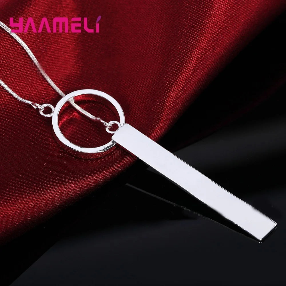 Trendy 925 Sterling Silver Necklace for Women Jewelry 18 Inches Creative Round Pendant Fashion Christmas Wedding Party Gifts