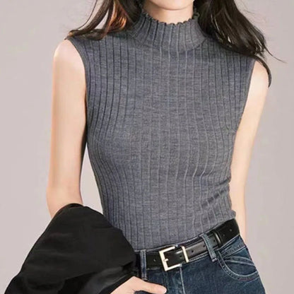 Black Tank Tops Women Sleeveless Knitted T-Shirts Crop Tops Female Elastic Slim Vests Casual 2025 Summer Spring Pullover Camis