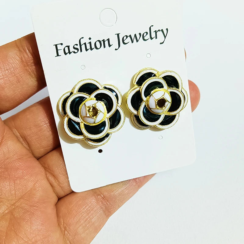 Vintage Camellia Earrings Velvet Bow Earrings for Women Luxury Jewelry Earrings Woman Stud Earrings