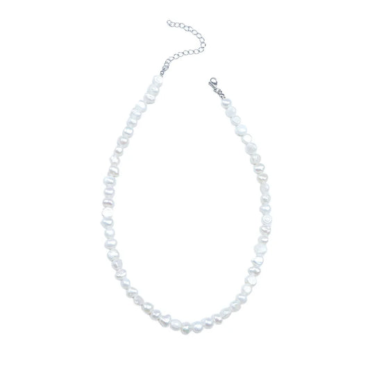 Baroque Pearl Necklace for Women Simple Fashion Collarbone Chain White Choker Necklaces Wedding Jewelry