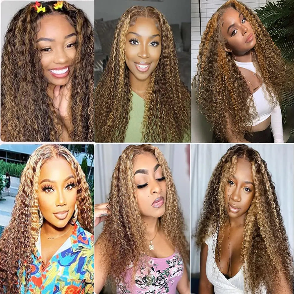 4/27 Bundles Brazilian Hair Bundles Highlight Honey Blonde Human Hair Bundle Weave Double Weft Deep Wave Virgin Hair Weaves