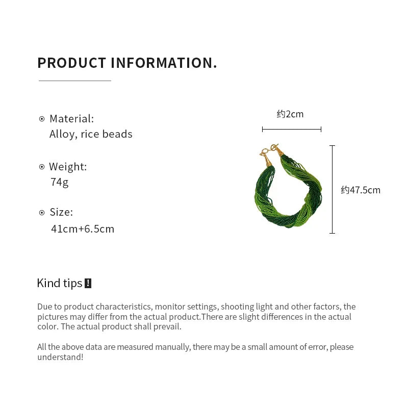 Bohemia Multilayered Necklace for Women Vintage Korean Fashion Beads Collares Para Mujer Elegant Sweet Jewelry