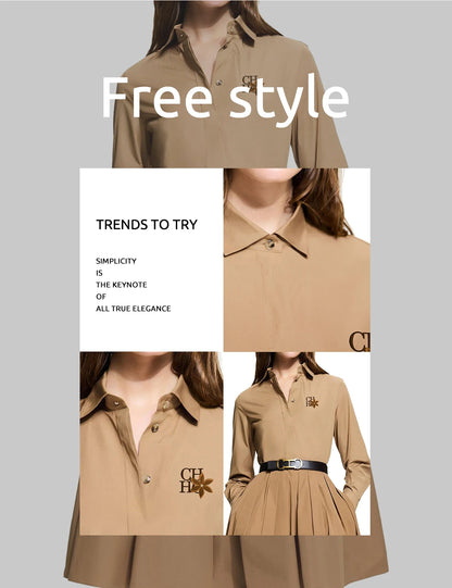 New Women Skirts Sets Long Sleeved Shirts Embroidery Design A Line Pleated Skirt Temperament Casual Office Ladies Skirts Suits