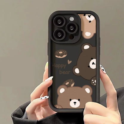 Cute Bear Phone Case For iPhone 13 Cases Iphone 11 15 Pro Max 16 14 12 XR XS X 7 8 Plus SE 15promax Soft Silicon Fundas Covers