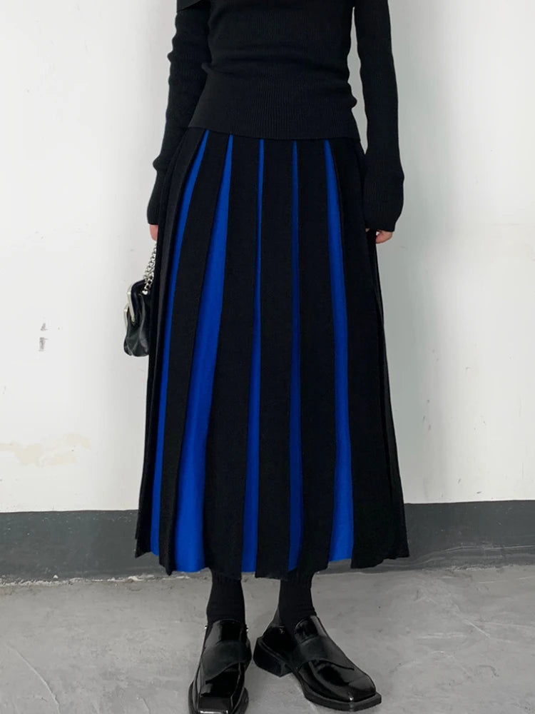 Long Skirts for Women Winter Knitted A-LINE Skirt Black White Luxury Elegant Women's Skirts Fashion 2025 High Waist Slim Skirts