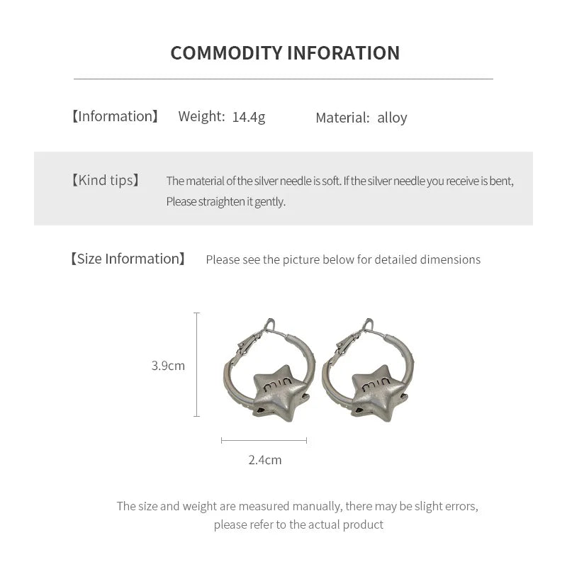 European and American Style Letter Round Ear Rings,fashionable and Versatile for Commuting,simple and Elegant Earrings for Women