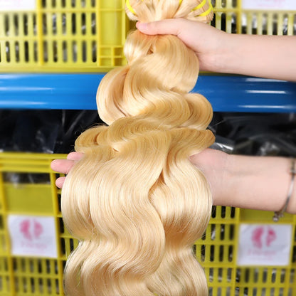 #613 Blonde Body Wave/Straight Hair Bundles Double Drawn Raw Vietnamese Hair Bundles Weave Honey Blonde 100% Human Hair Full