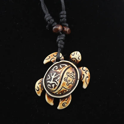 Turtle Necklace for Women Men Yak Bone Tortoise Hawaii Tribal Surfer Necklace Sea Turtles Pendants Necklaces