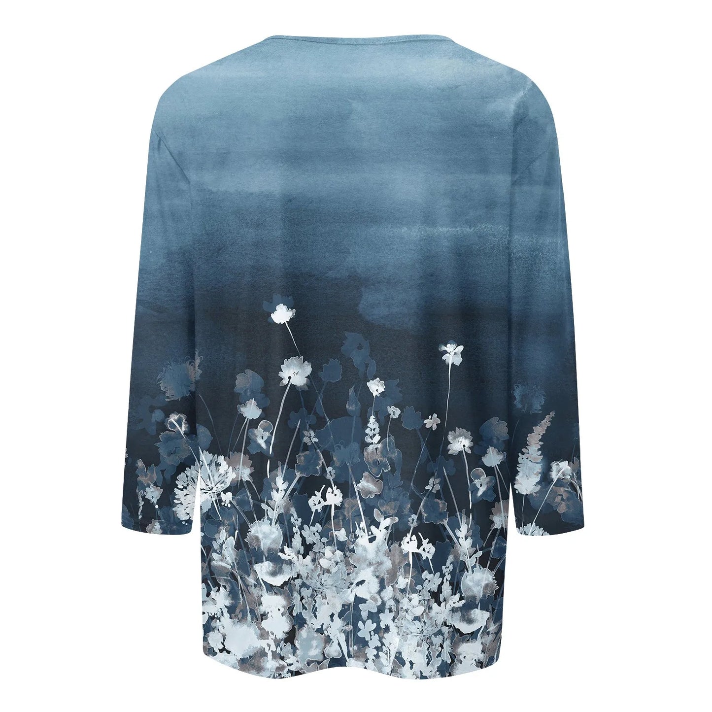 2024 Women Summer Tops Comfortable T Shirt Fashion Flower Print Round Neck 3/4 Sleeve Tops Soft Versatile Pullover Ropa De Mujer