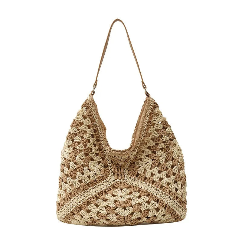 Women Weaving Clutches knit bag Large Portable Shoulder Bag Summer Beach Purses Shopper Satchel Female Tote Bags Handbags