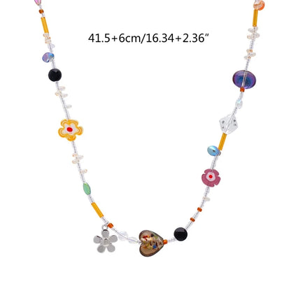 Beaded Clavicle Necklace Acrylic Flower Pendant Neckalces Elegant Accessory Women Neck Jewelry Suitable for Any Occasion