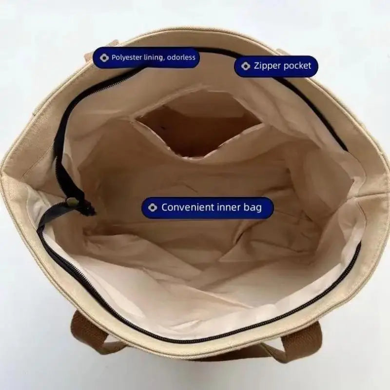 New Canvas Tote Bags for Women Large Capacity Single Shoulder Bag Student Classes Commute Carrying Bag Ladies Casual Handbags