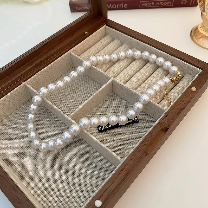 Imitaition Pearl Necklace for Women Simple Fashion Collarbone Chain White Choker Necklaces Designer Wedding Jewelry Wholesale