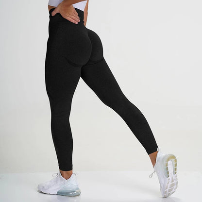 Seamless Yoga Pants Women's Fitness High Waisted Hip Pants Moisture Transferring Exercise Pants Ladies Sexy Hip Showing Solid