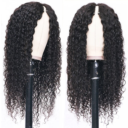 V Part Human Hair Wig Kinky Curly Wigs Glueless No Leave Out No Gule Curly U Part Human Hair Wig For Women Human Hair