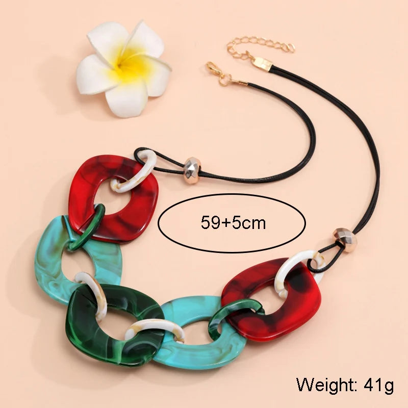 Fashion Handmade Acrylic Geometric Necklace Collar Jewelry for Women Statement Bib Necklaces Pendants