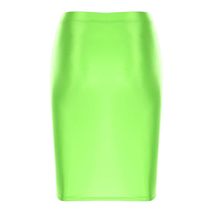 Mini Skirts Skirt For Women Autumn Bodycon Clubwear Glossy Shiny Stretchy Summer Tight Fitting High Waist Knee-length