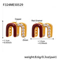 Modern Red Enamel Earrings For Women Copper Gold Plated Female Ear Studs Girls Charming Daily Jewelry
