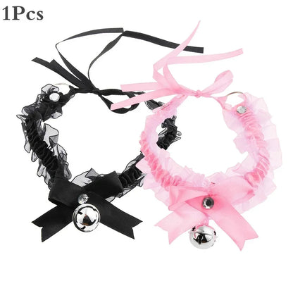 Lace Aesthetic Necklace Bow Knot Bell Choker Necklace Women's Cute Collar Gothic Simple Sexy Lovely Pendant Fashion Jewelry