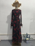 Women's Evening Dresses Summer New Printed French Floral Slim-fitting Retro White Dress for Women