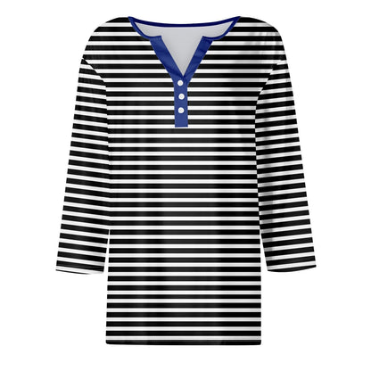 Tops For Women Women'S T Shirt Tee Print Button 3/4 Sleeve Daily Weekend Fashion Basic V Neck Regular Top Ropa De Mujer New