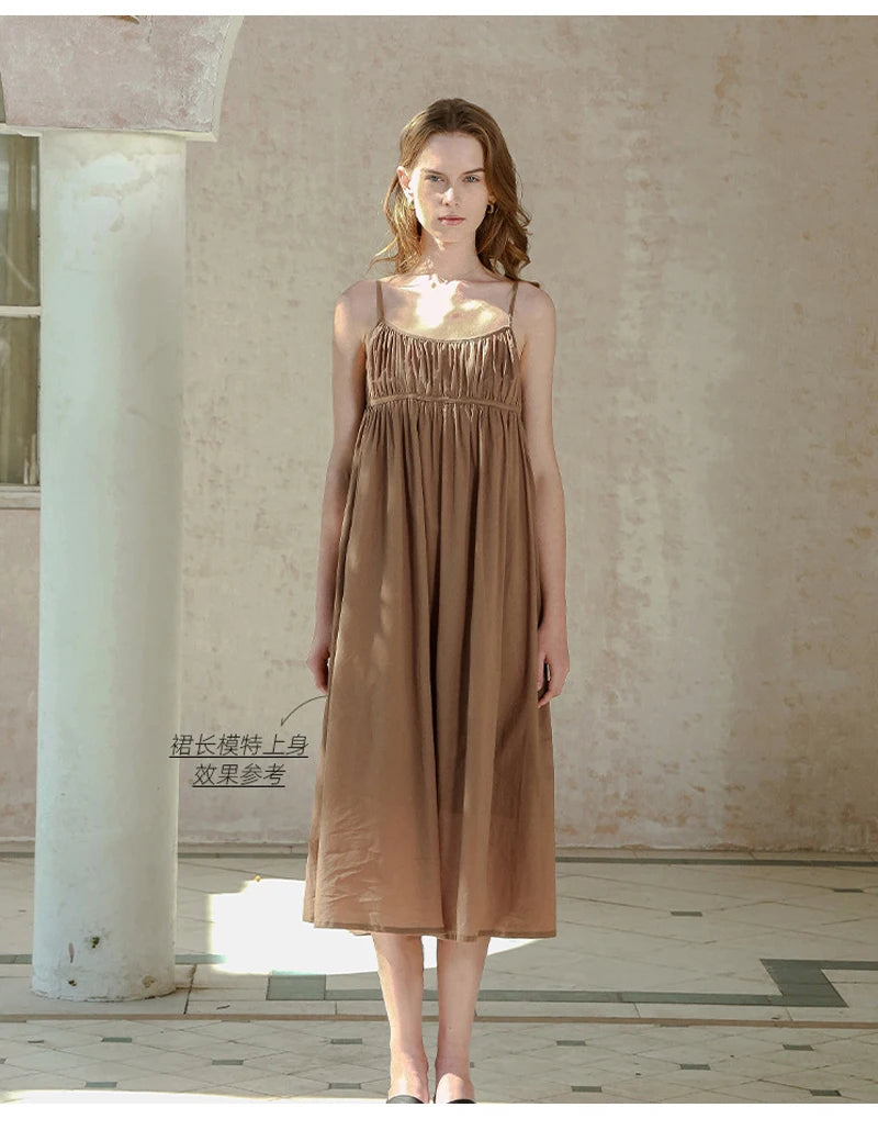 100% Cotton Dresses For Women 2022 Sexy Adjustable Strap Sleeveless Ruched Elegant Party Dresses Vestidos Femininos Frete GráTis