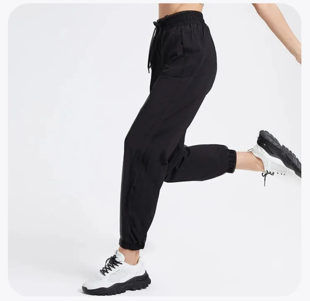 Elastic Waist Yoga Pants for Women Loose-Fitting Workout Pants Wide-Leg Drawstring Closure Stretchy High Waisted Jogging Jogger