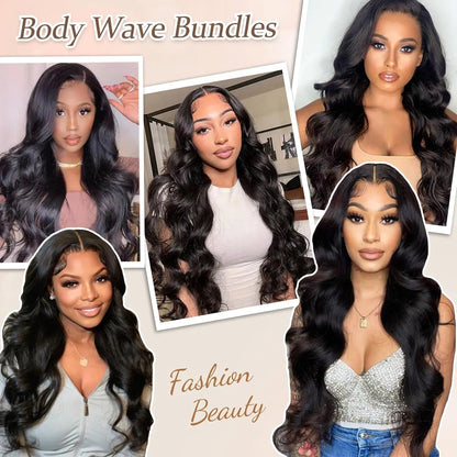 Human Hair Bundles Weave Brazilian Hair Bundles Loose Body Wave 3/4 Bundles Weft Virgin Raw Remy Hair Extensions For Women 28"