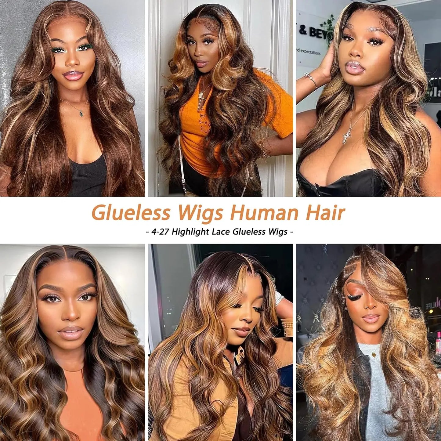 Glueless Highlight Wigs Human Hair 7X5 P4/27 Ombre Body Wave Lace Front Wigs Human Hair Pre Plucked Pre Cut For Black Women
