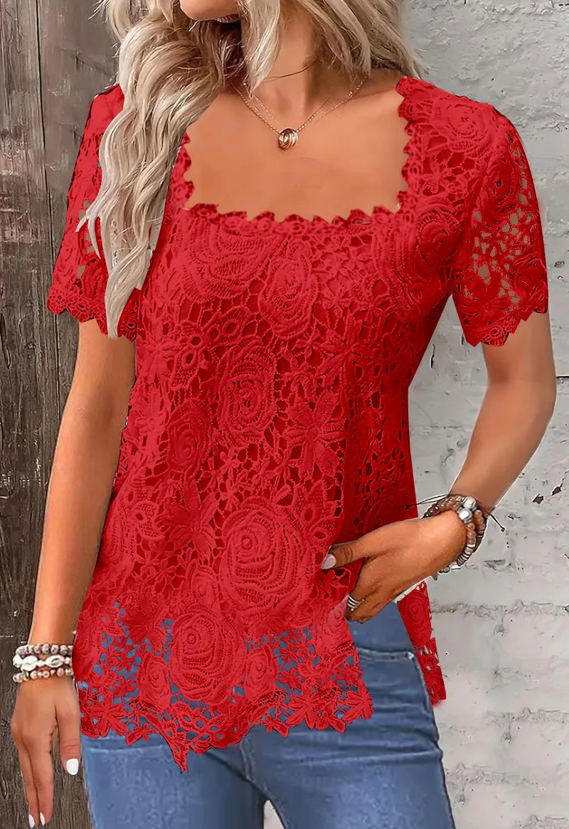 Tops Tees T-Shirts Fashion Clothes Vintage Shirts for Women Clothing Streetwear Lace Harajuku Casual Elegant Summer Spring