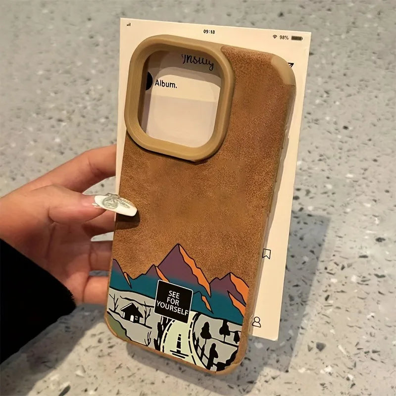 California Highway Flip Fur Leather Phone Case For iPhone 15 Pro Max Cases iPhone 11 12 13 14 16 Pro Max XS X XR 15 Plus Cover