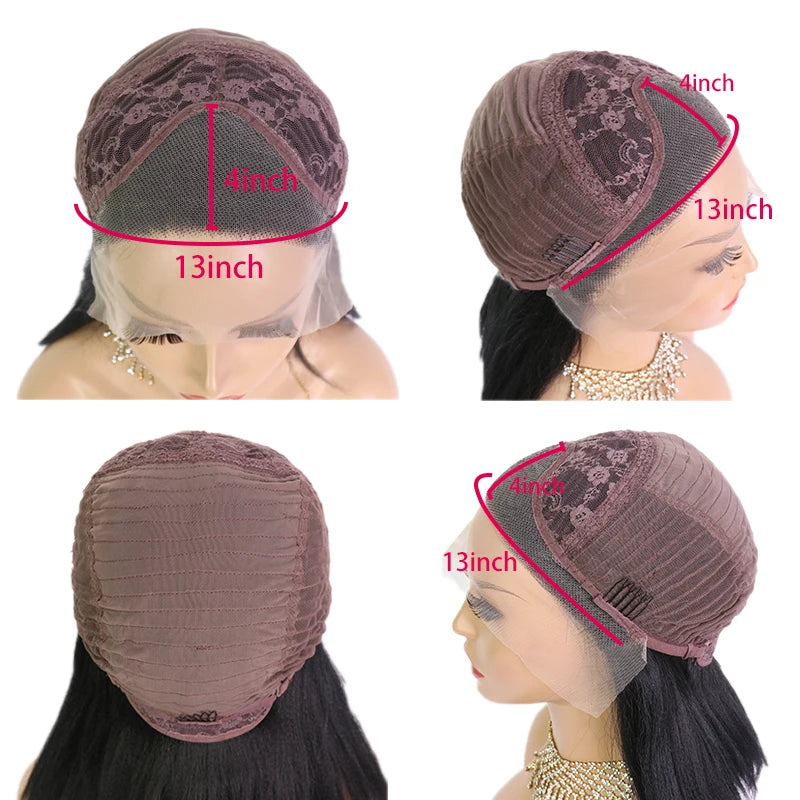 Body Wave Ombre Yellow Red Colored Glueless Transparent Synthetic 13X4 Lace Front Wigs For Women Preplucked Drag Queen Cosplay