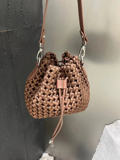 Tote bag woman Bucket bag handbags for women Nylon underarm purse European-style hand-woven bag for women