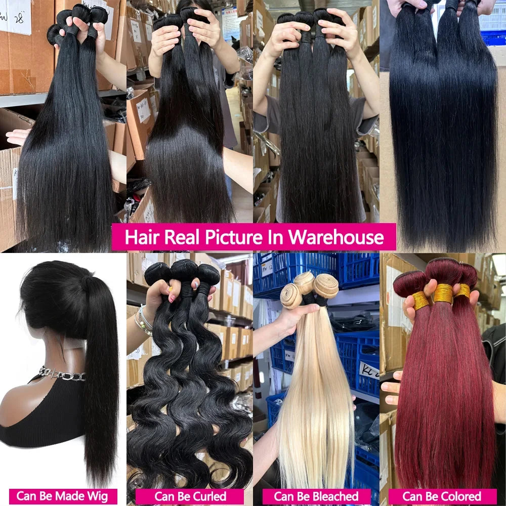 12A Straight Human Hair Bundles 100% Human Hair 32 Inch Bundles Human Hair Extensions Burmese Raw Bundles 3-5 Days Delivery