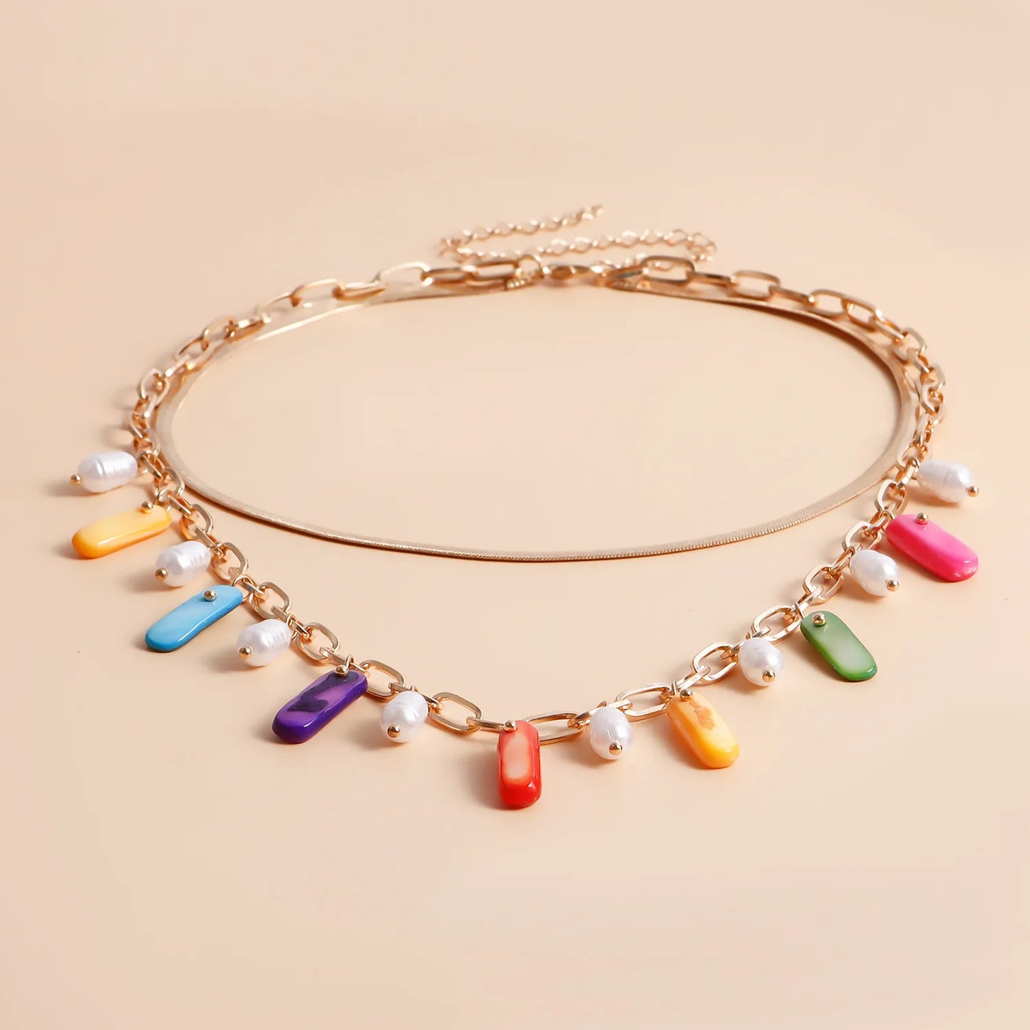 Women's pendant necklace natural geometric fashion imitation pearl jewelry color shell clavicle chain