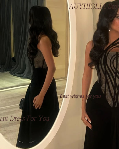 Black Evening Dresses for Women Elegant Lace Party Gown Formal Ruched Cocktail Prom Gowns فساتين سهرة Vestidos De Gala 2025