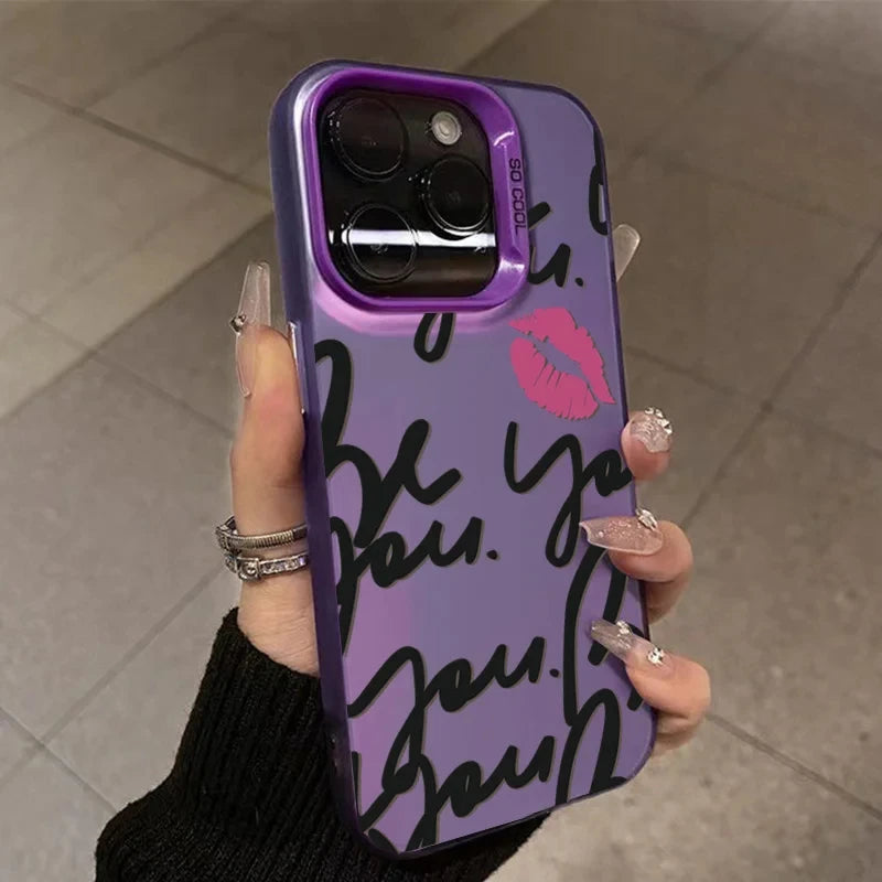 Personalized English Writing Lip Phone Case For IPhone 16 Cases For IPhone 15 14 13 12 11 Pro Max Cover Case Funda Bumber Coque