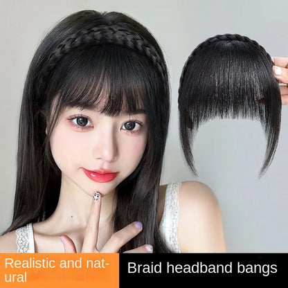 Wig Bangs Headband Synthetic Bangs Hair Extension Fake Fringe Natural Hair Clip on Hairpieces for Women Invisible Natural Clip