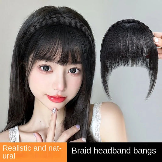 Wig Bangs Headband Synthetic Bangs Hair Extension Fake Fringe Natural Hair Clip on Hairpieces for Women Invisible Natural Clip