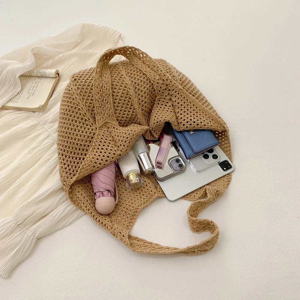 Women's Shoulder Bags Casual Straw Wicker Woven Ladies Handmade Totes Large Capacity Summer Beach Female's Messenger Bag