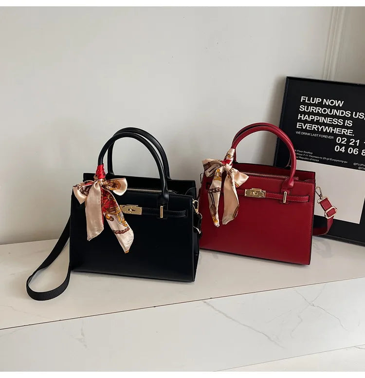 2025 New! Women's Red Tote Bag - Light Luxury, Large Capacity, Elegant Design, Versatile for Work & Party, Premium PU Leather